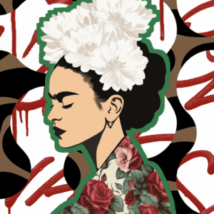 Frida's Love canvas print by Miami artist Henrix – contemporary Frida Kahlo pop art portrait